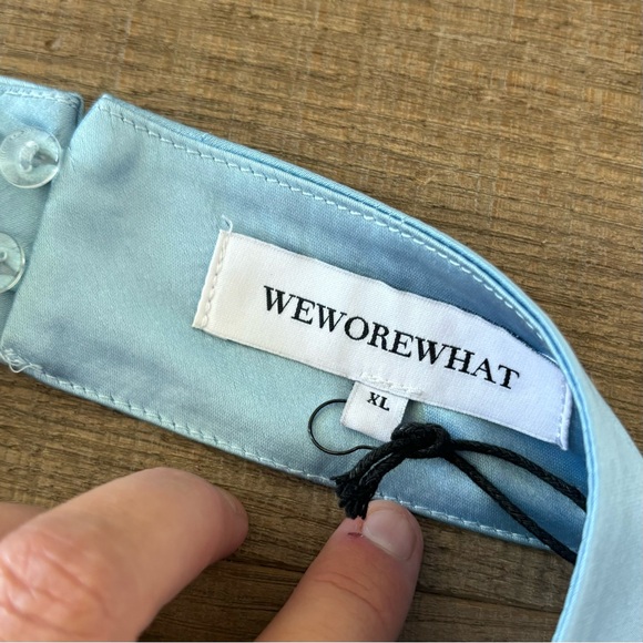 weworewhat blue halter satin crop top backless new nwt - Picture 4 of 6